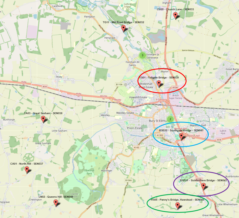 Image 11: Map to show Sites Swine Markers were Detected